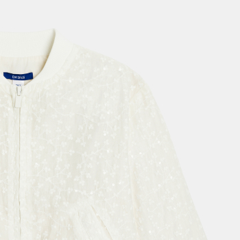 جاكت بومبر أبيض مطرز للبنات